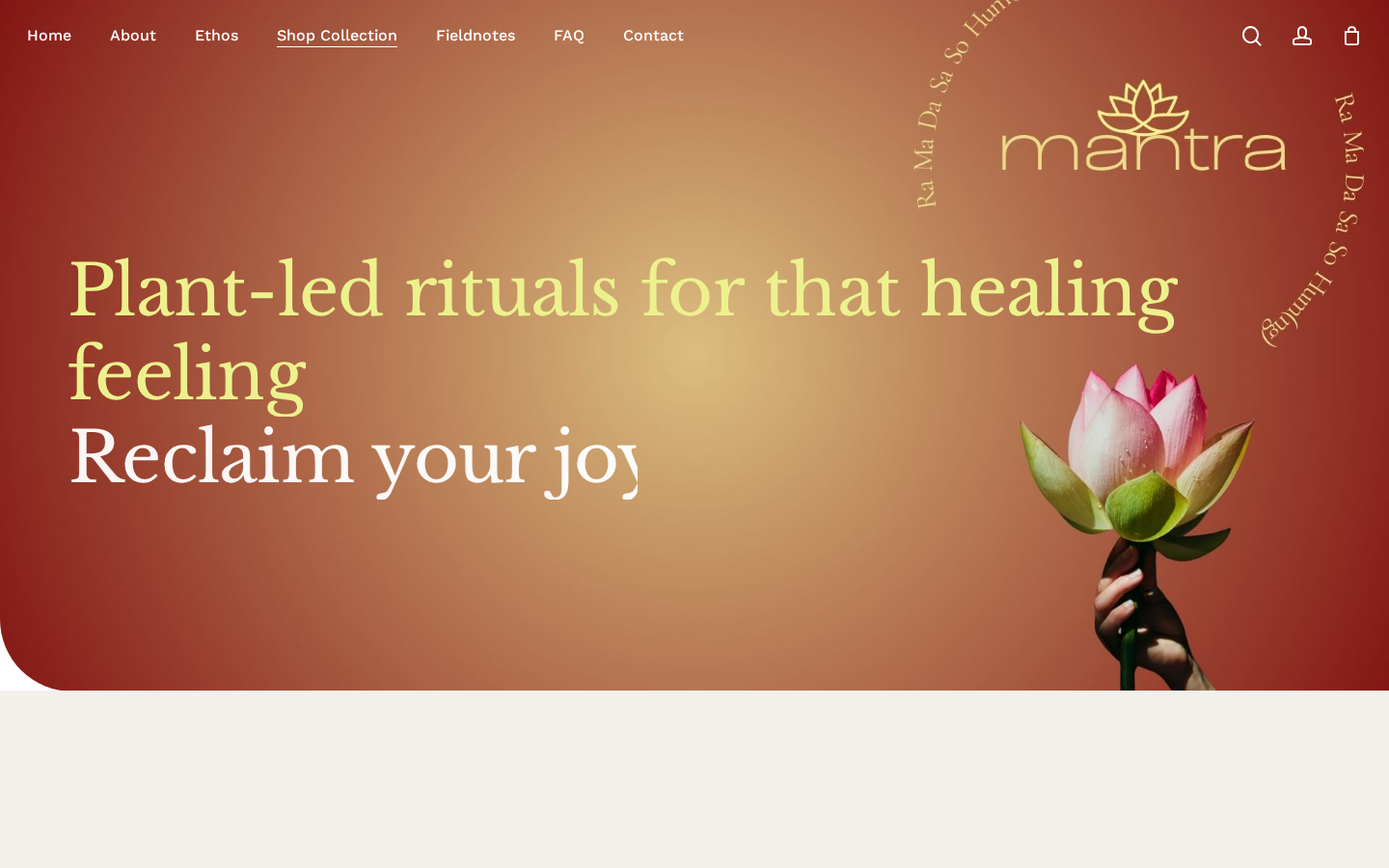 Mantra Healing website homepage